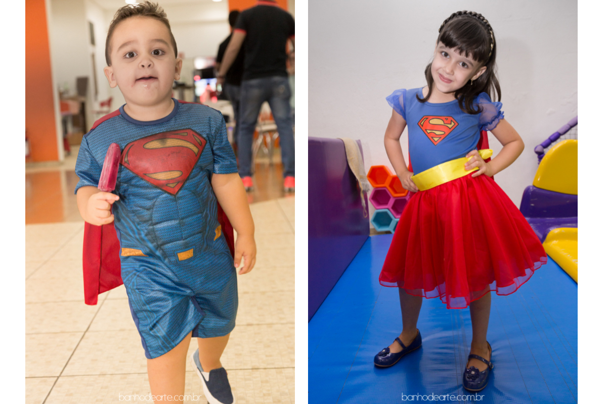 Aniversário tema Super Homem e Mulher Maravilha | Isadora e Lorenzo