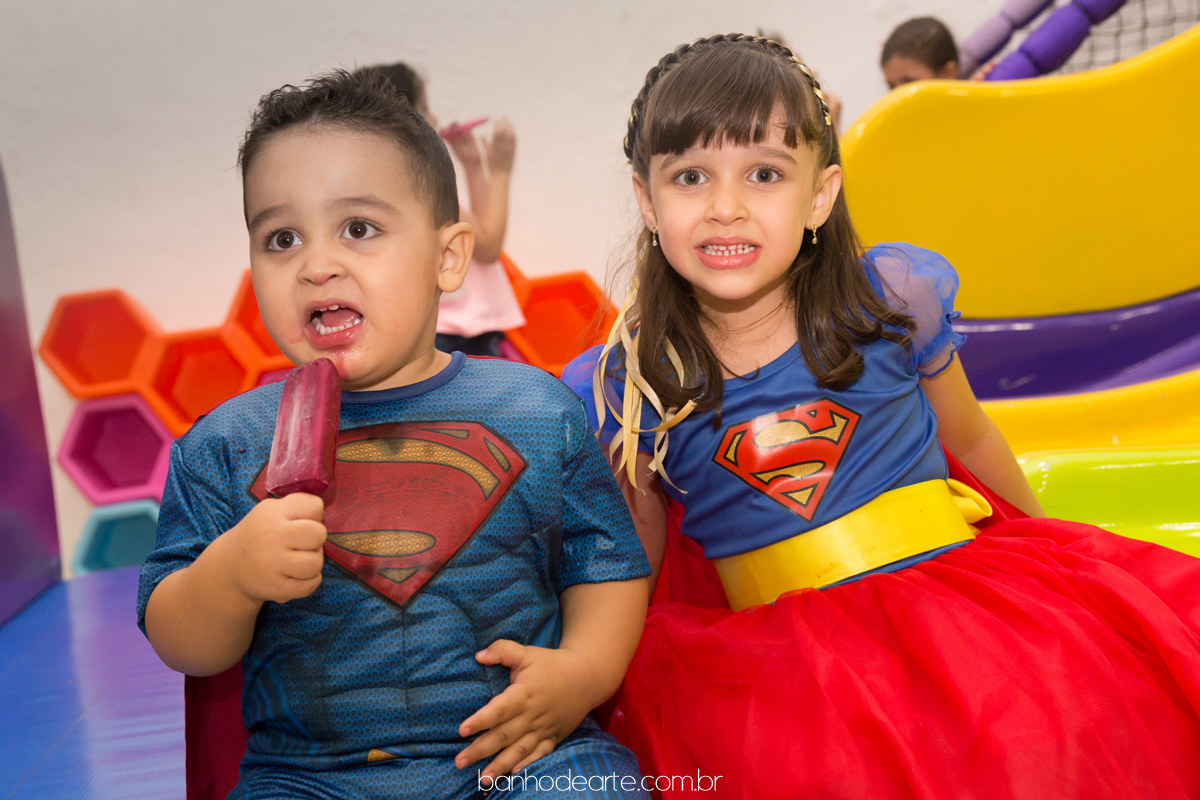 Aniversário tema Super Homem e Mulher Maravilha | Isadora e Lorenzo