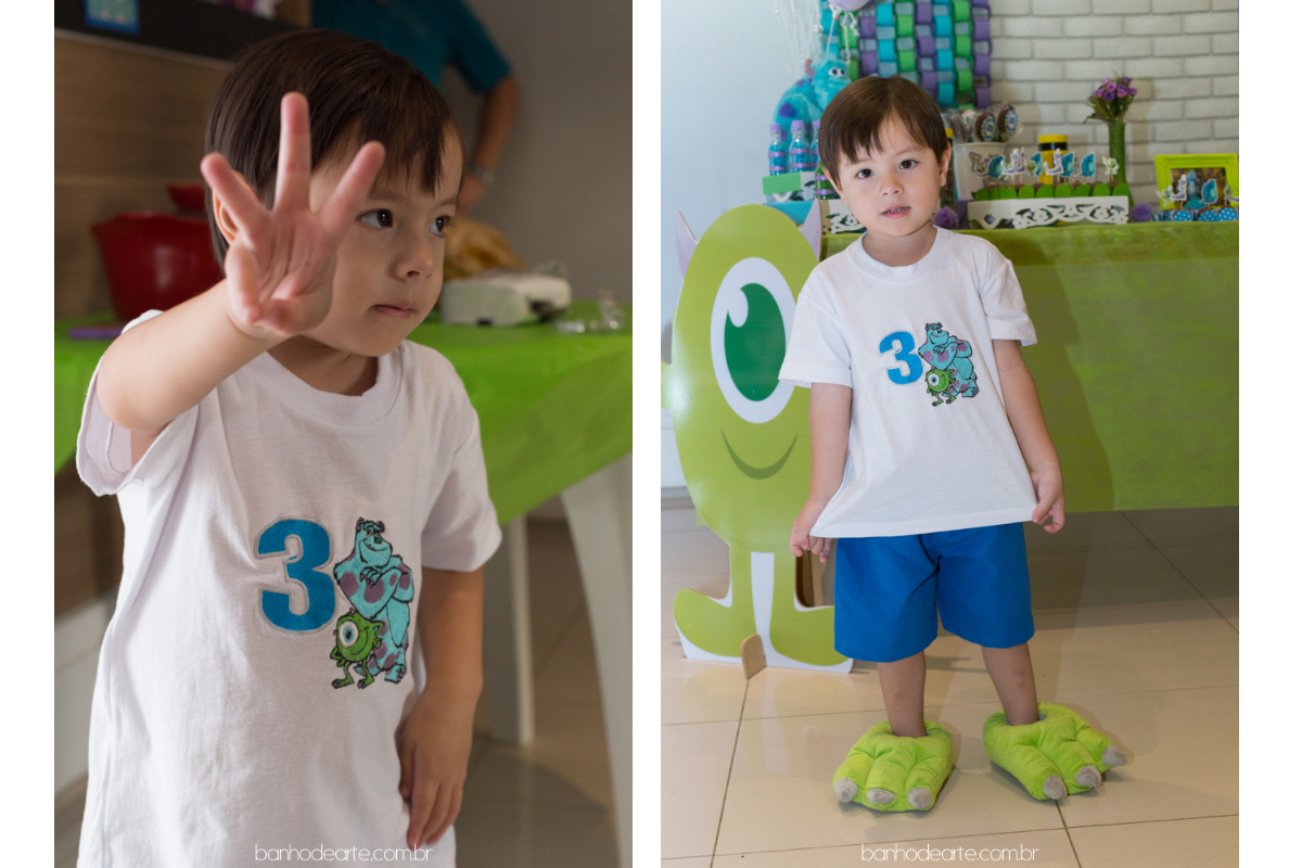 Tema Monstros S.A | Yuri Kenzo 3 anos fotografado por Banho de Arte