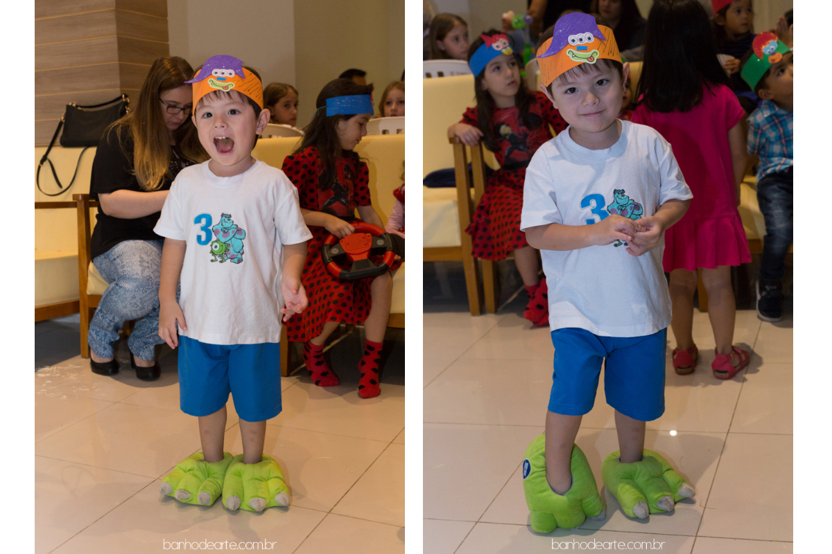 Tema Monstros S.A | Yuri Kenzo 3 anos fotografado por Banho de Arte