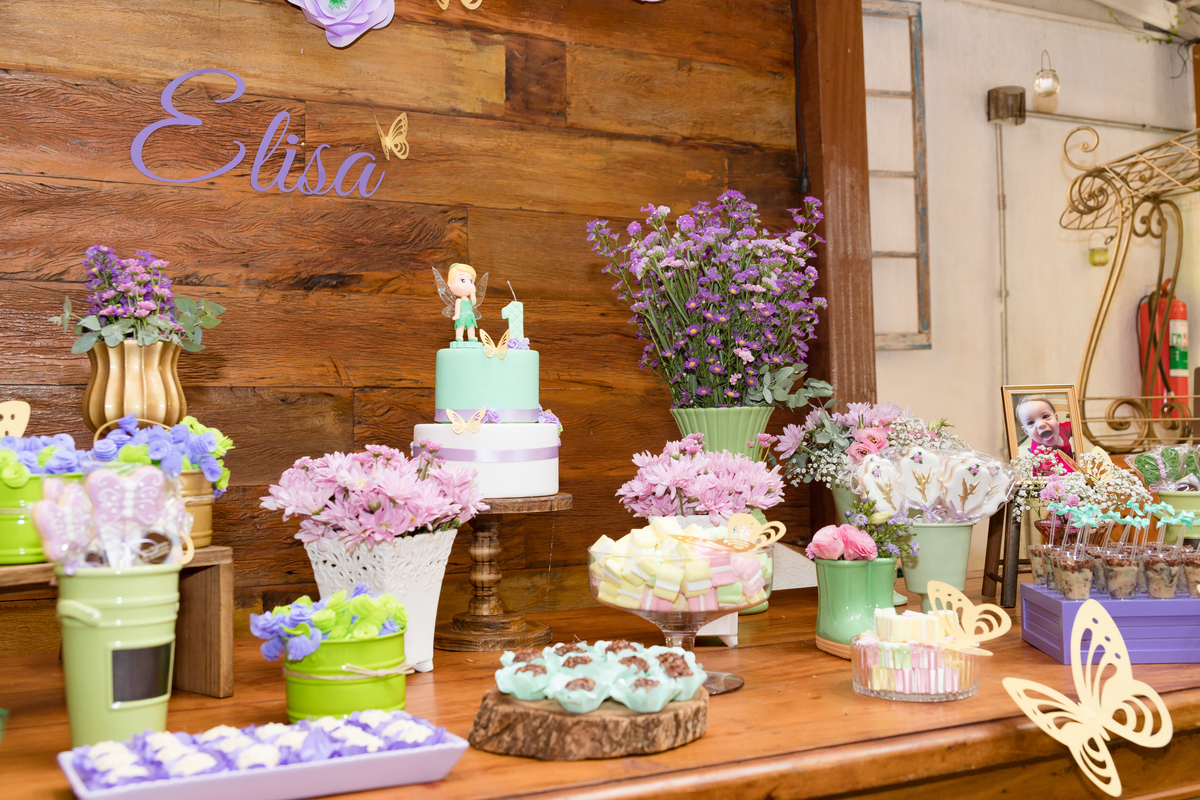 Aniversário Elisa 1 ano | Tema Sininho | Fotografado por Banho de Arte