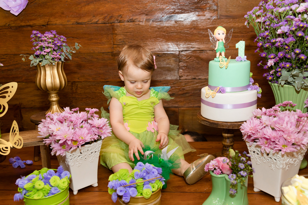 Aniversário Elisa 1 ano | Tema Sininho | Fotografado por Banho de Arte