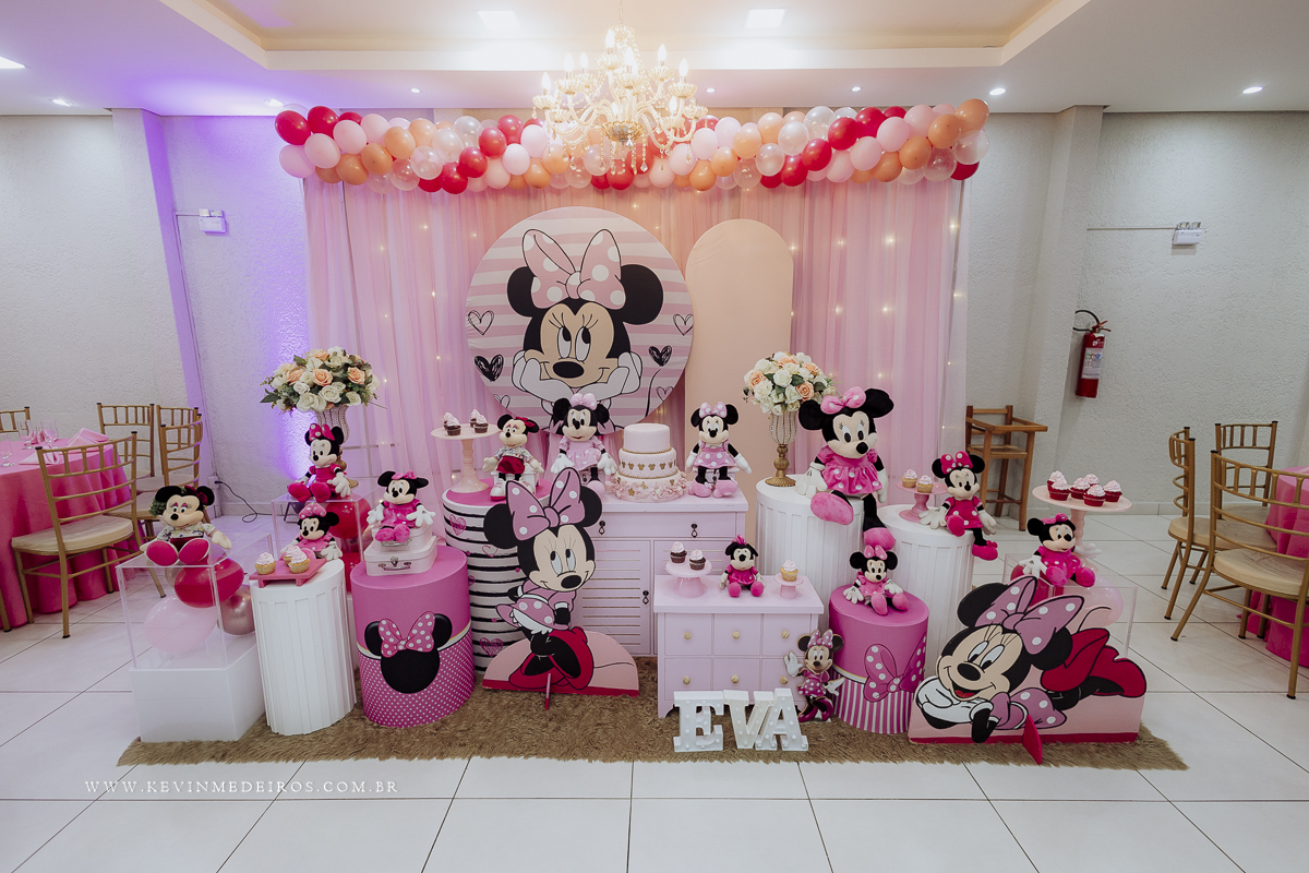 Festa infantil aniversário da Eva 3 anos no Gran Fiesta I e II com decoração minnie por Kevin Medeiros fotógrafo fotografia em Canoas RS