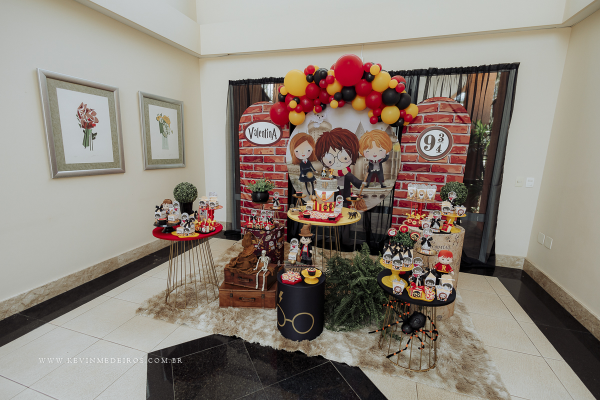 Decoração festa infantil aniversário Harry Potter da decoradora priscila sackser por kevin medeiros fotógrafo canoas porto alegre rs