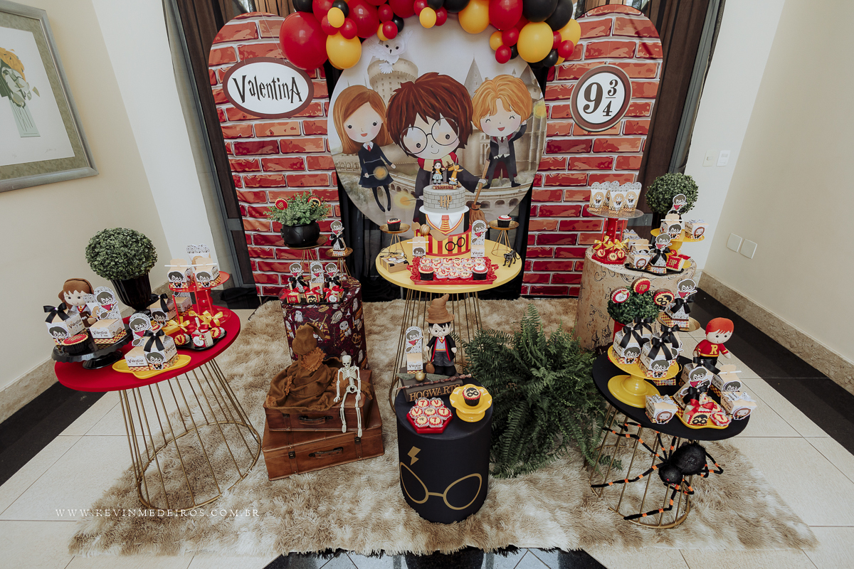 Decoração festa infantil aniversário Harry Potter da decoradora priscila sackser por kevin medeiros fotógrafo canoas porto alegre rs
