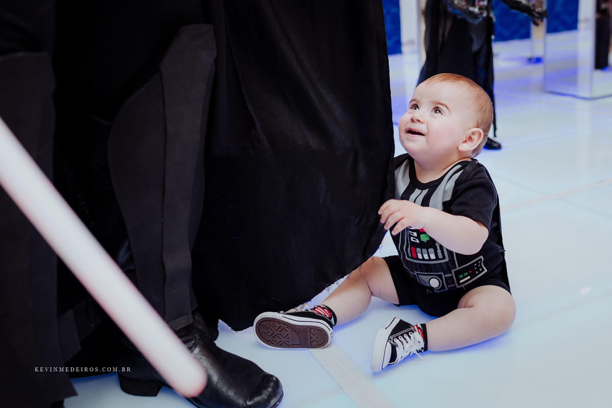 Festa infantil primeiro aninho do Henrique com o tema Star Wars, realizado na casa de festas Richesky por Kevin Medeiros fotógrafo de Canoas RS
