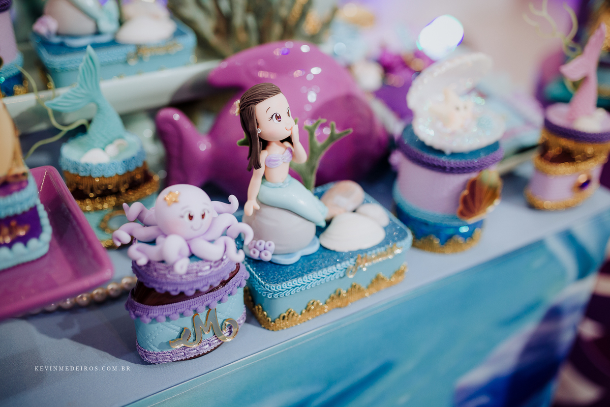 Festa infantil aniversário da Mariah 9 anos realizado no salão de festas Pura Folia decoração Sereia por Kevin Medeiros fotógrafo de Canoas rs