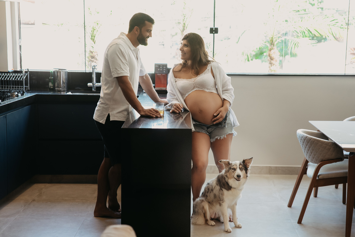 ensaio de gestante em casa