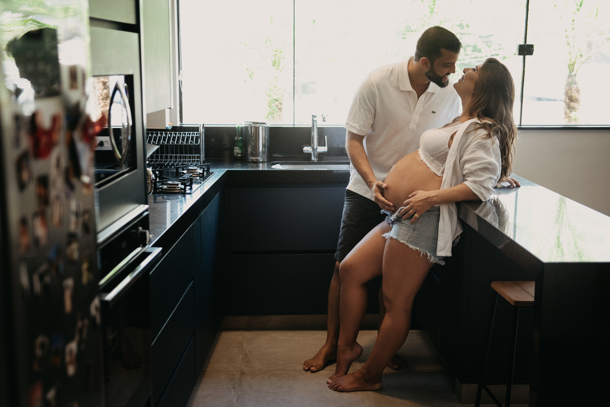 ensaio de gestante em casa