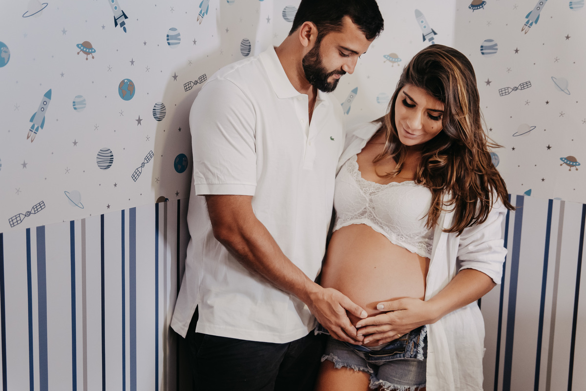 ensaio de gestante em casa