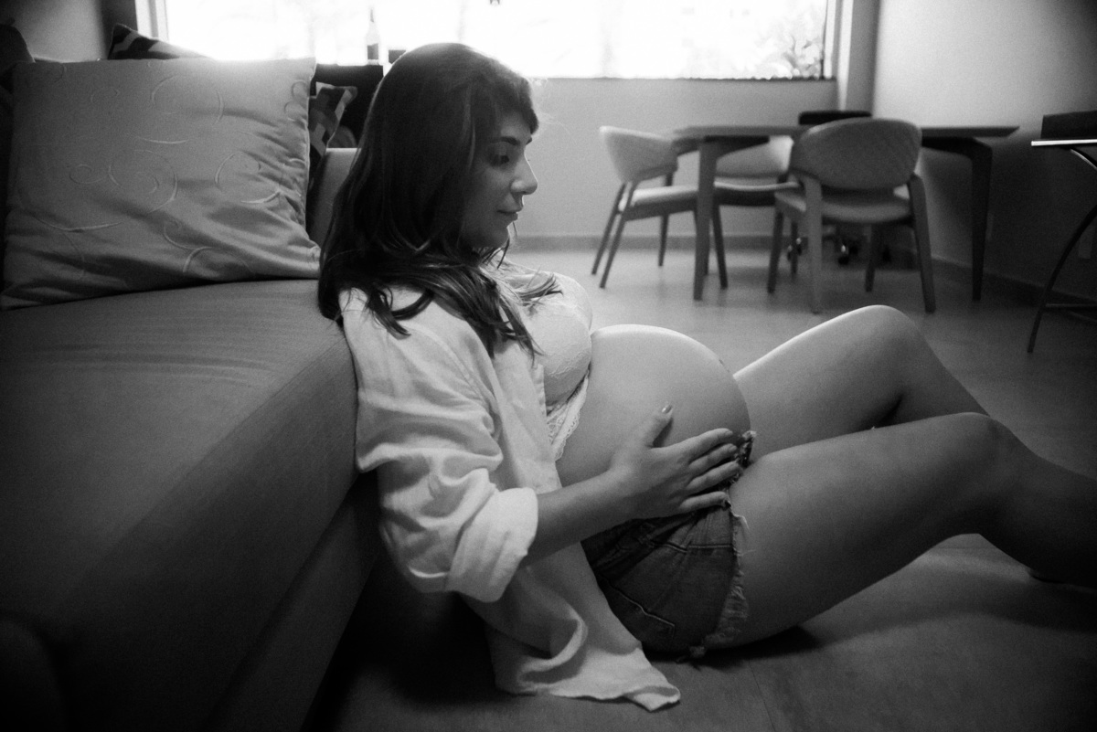 ensaio de gestante em casa