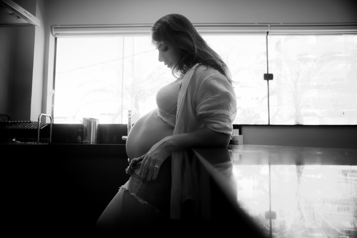 ensaio de gestante em casa