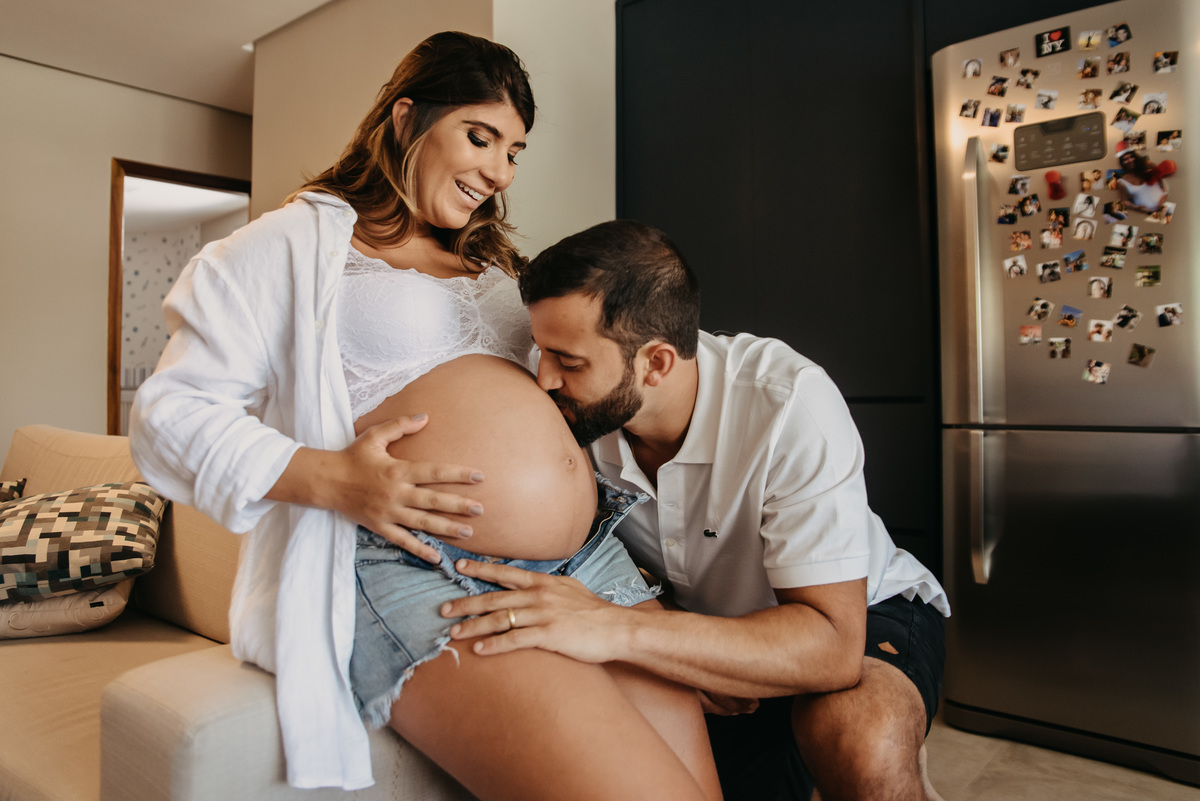 ensaio de gestante em casa