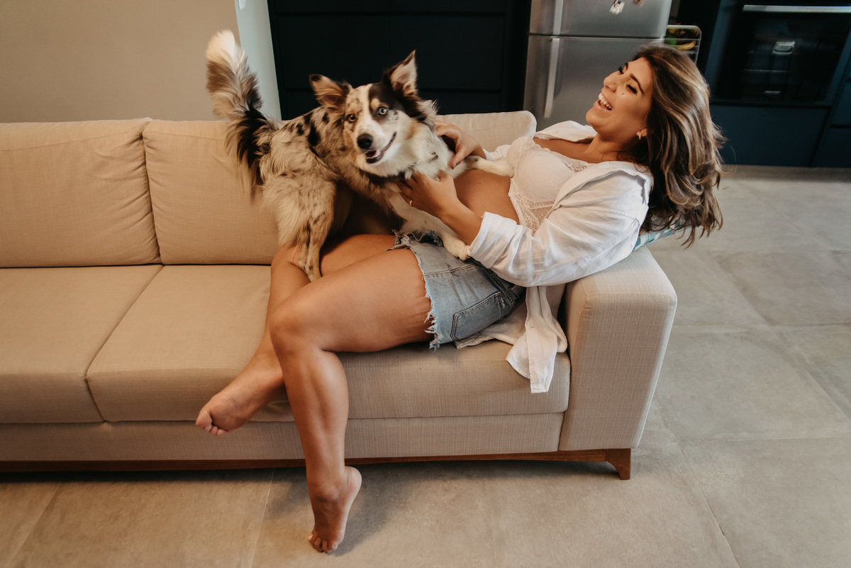 ensaio de gestante em casa