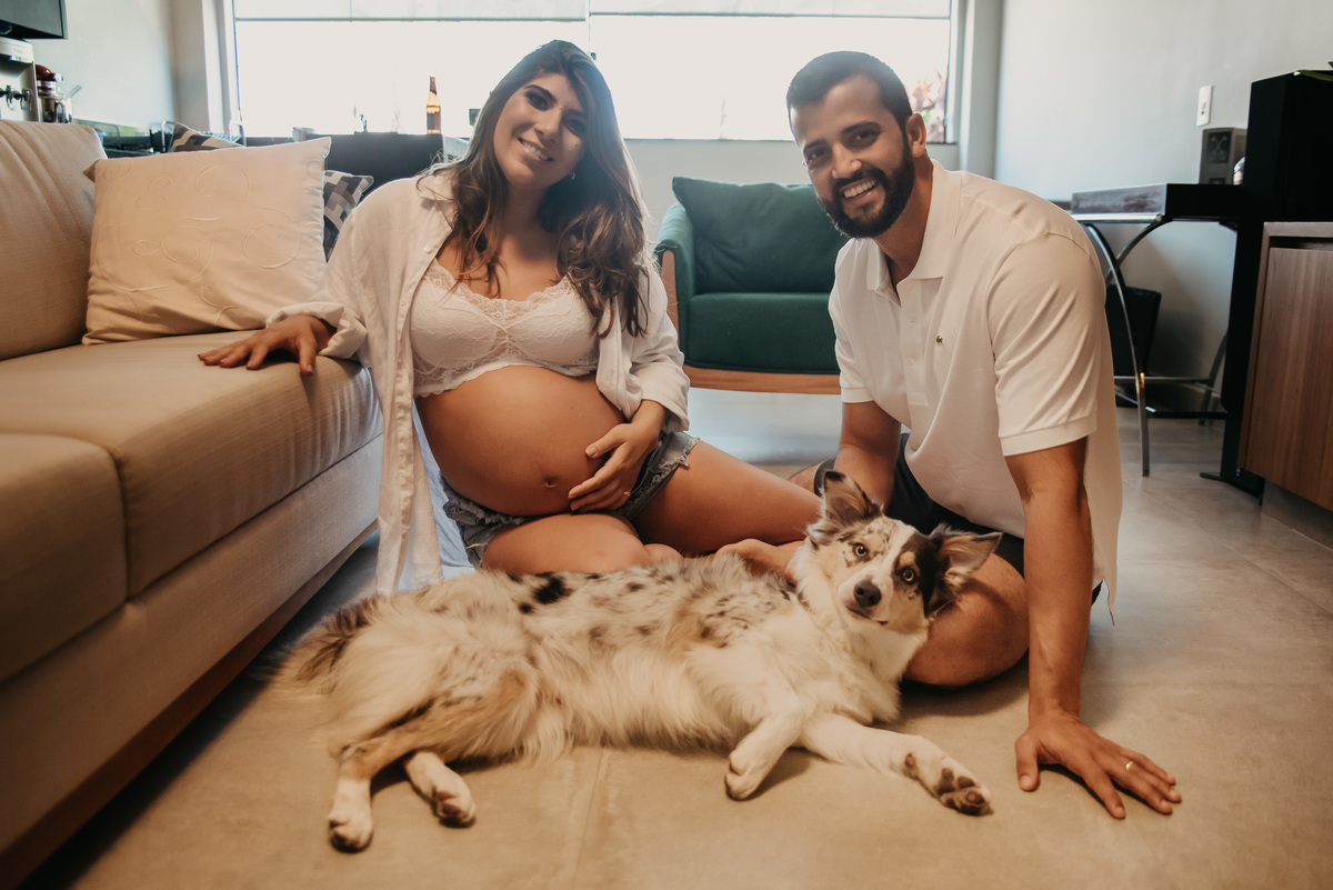 ensaio de gestante em casa