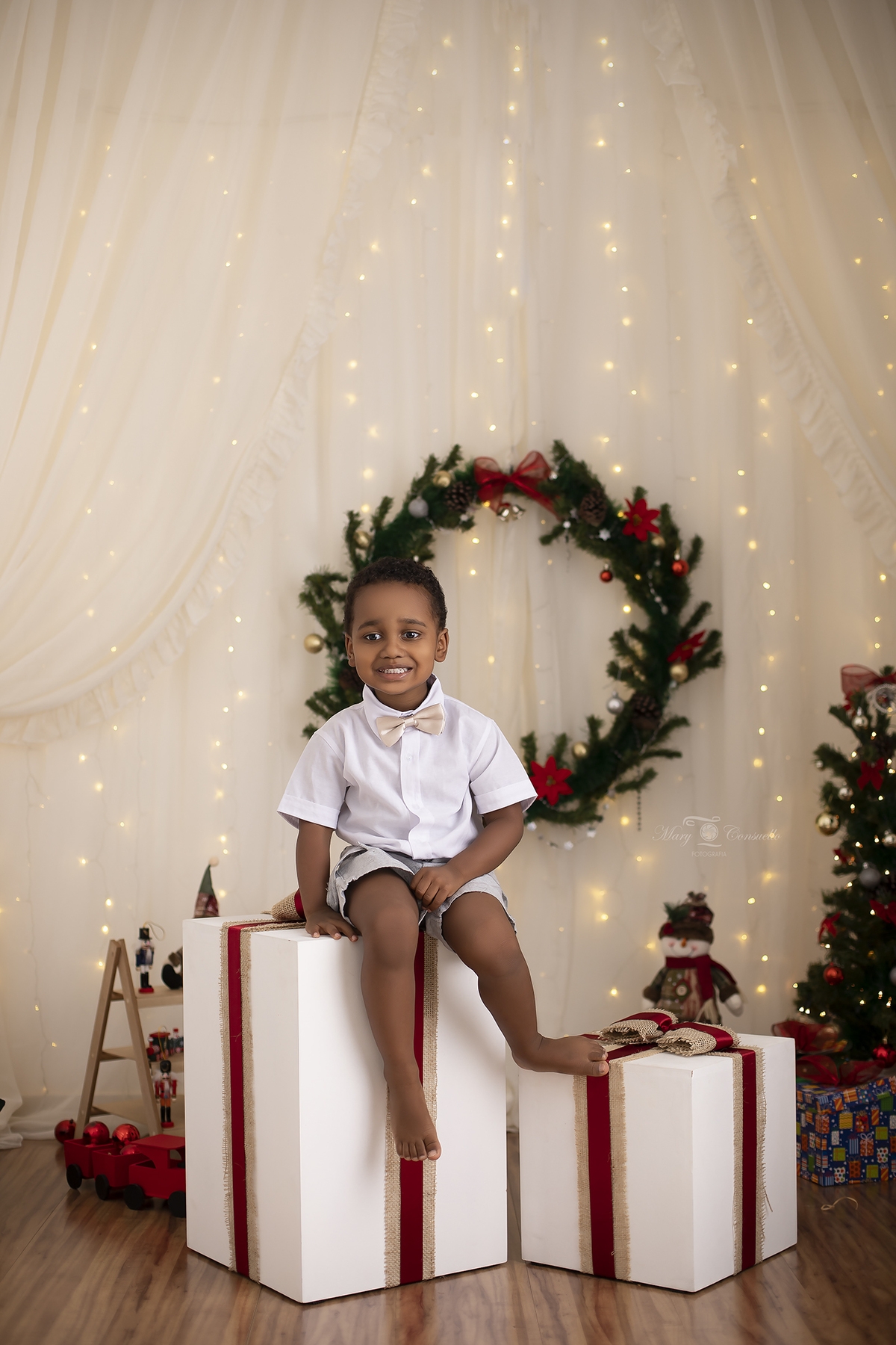 ensaio fotográfico de crianças no natal