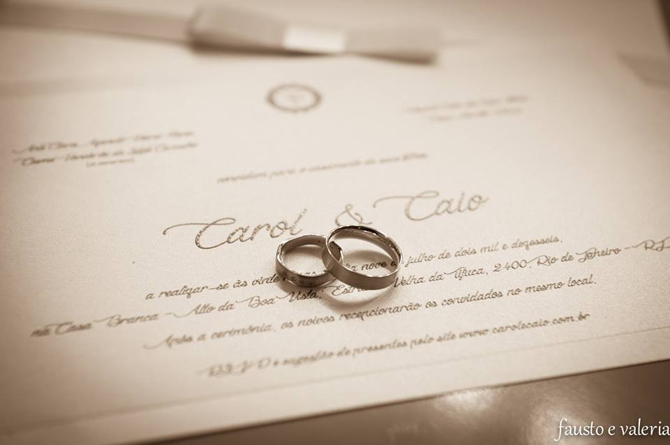 Alianças e Convite de casamento Casa Fróes