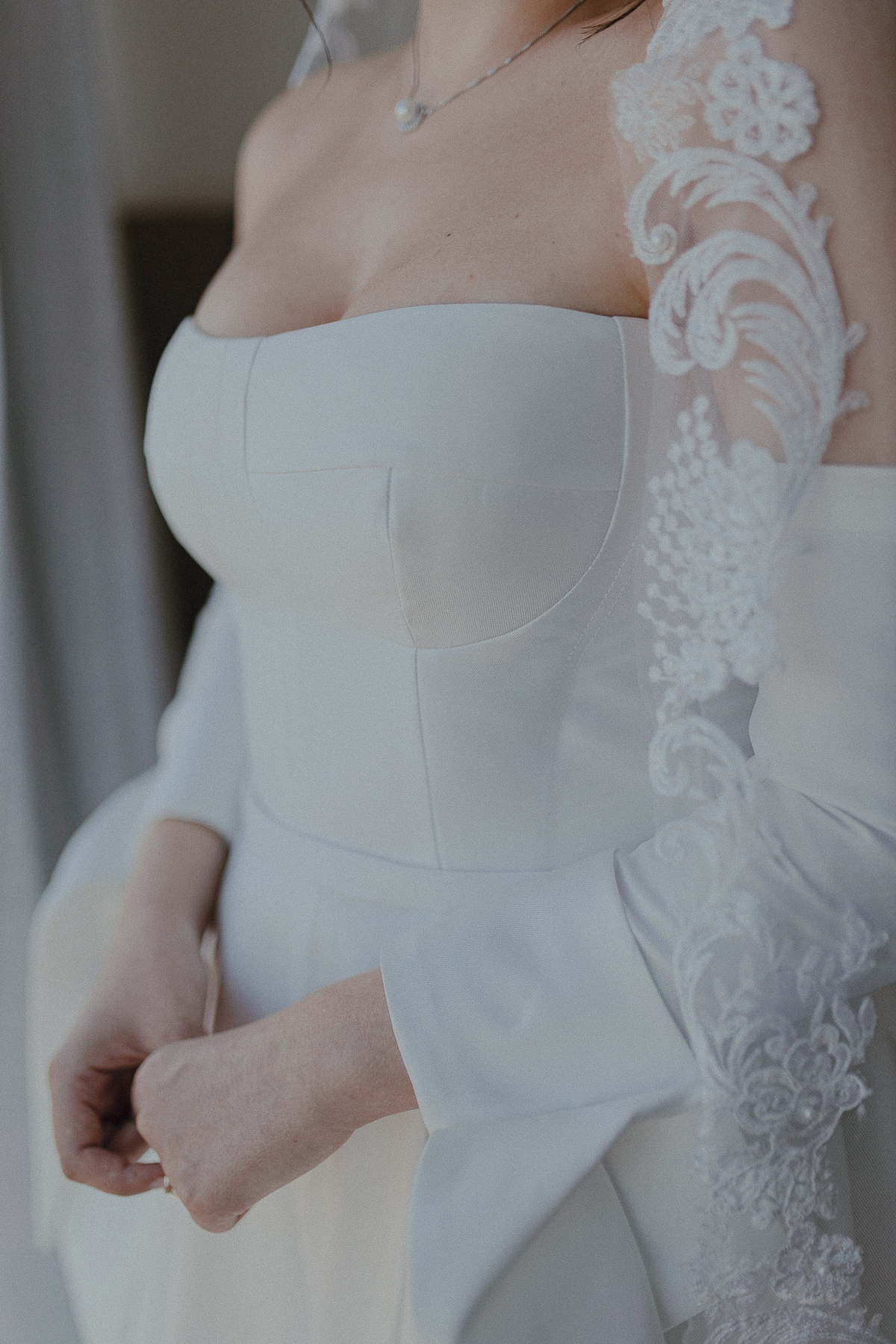 Detalhes da noiva no making off