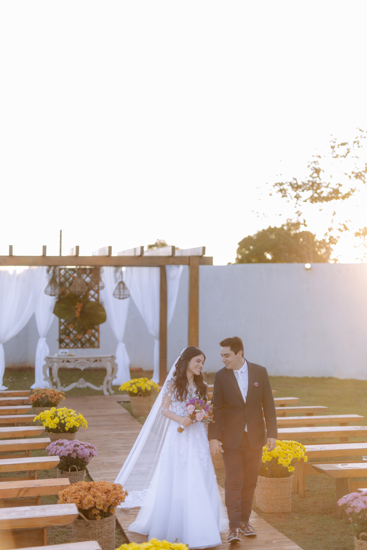 Foto pós cerimônia no por do sol 