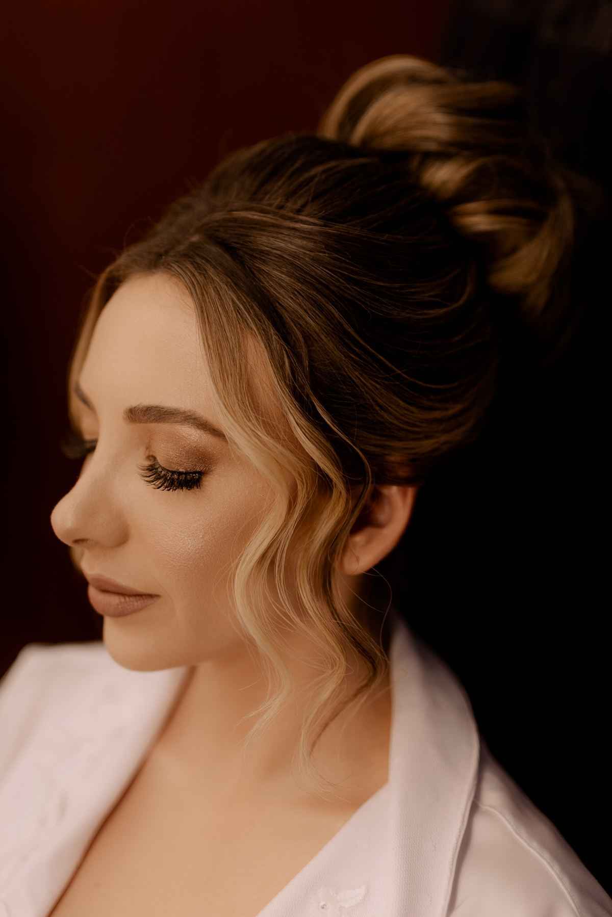 Detalhes do penteado da noiva