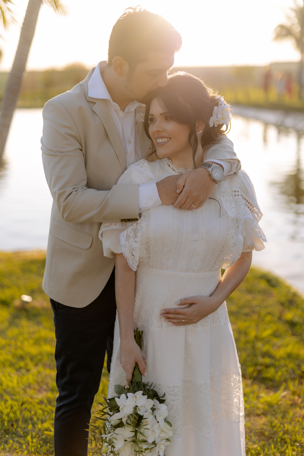Pós wedding externo na beira do lago