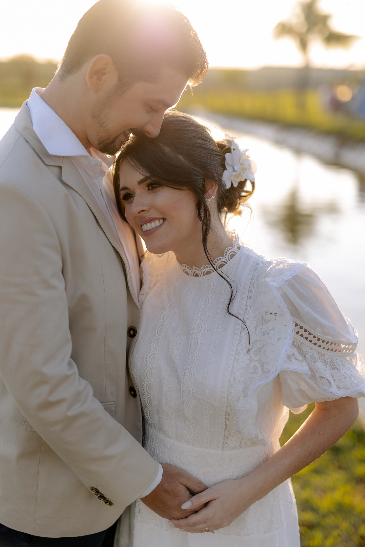 Pós wedding externo na beira do lago