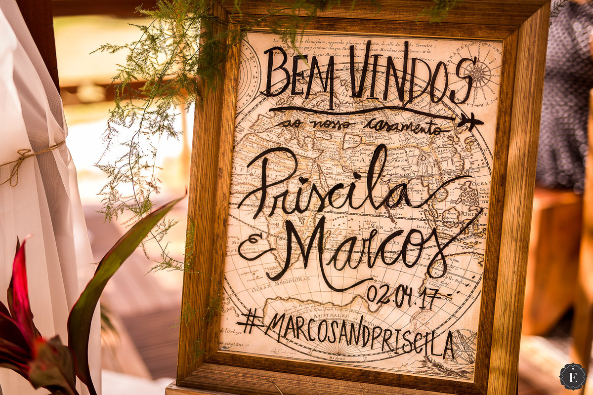 quadro bem vindos ao casamento com tema de viagens