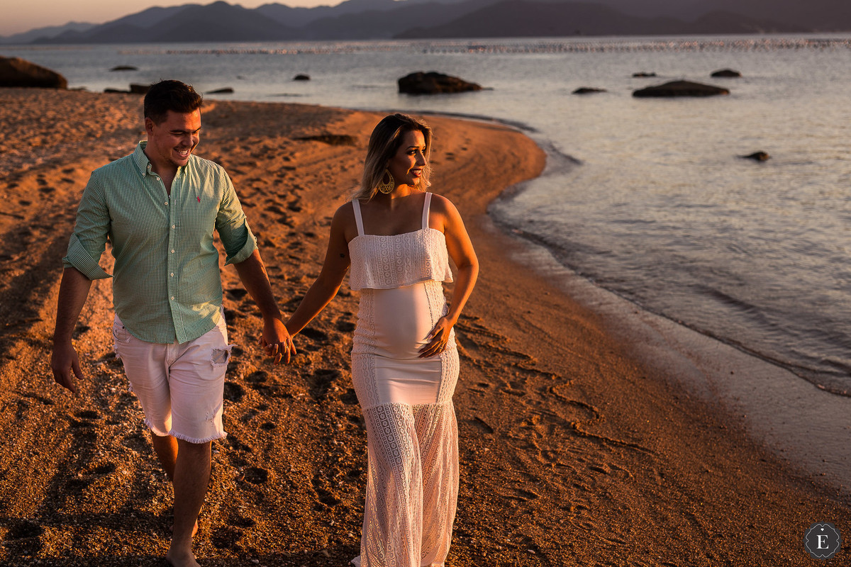 fotos do casal no por do sol em Florianópolis