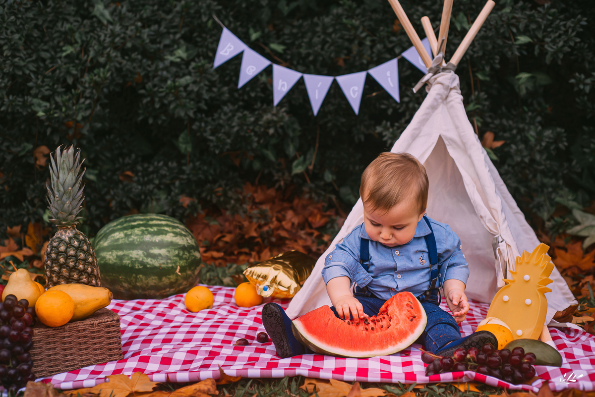 ensaio infantil; ensaio um ano; ensaio primeiro aninho; ensaio família; smash the fruit; ensaio externo; ensaio parcão Dois Irmãos RS.