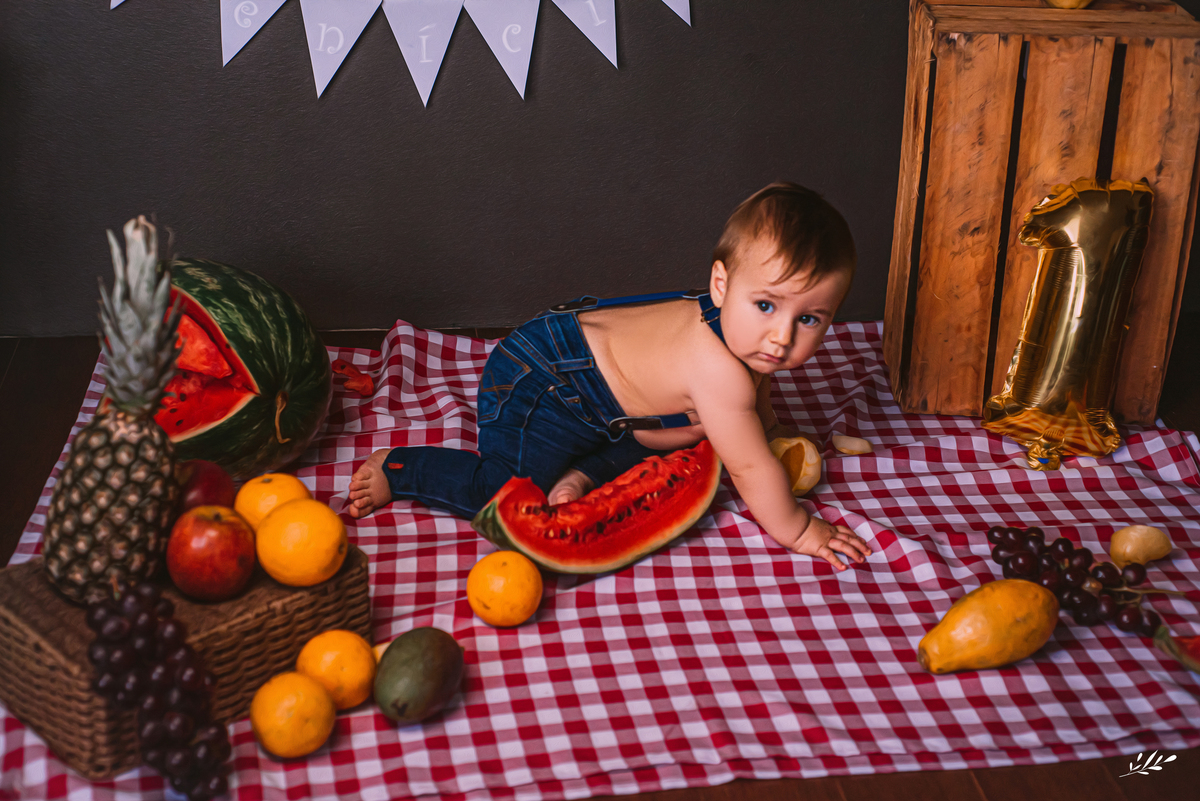 ensaio infantil; ensaio um ano; ensaio primeiro aninho; ensaio família; smash the fruit; ensaio externo; ensaio parcão Dois Irmãos RS.