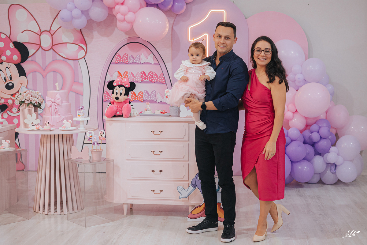 aniversário primeiro aninho; 1 aninho menina; tema festa minnie; giz de cera festa novo hamburgo.