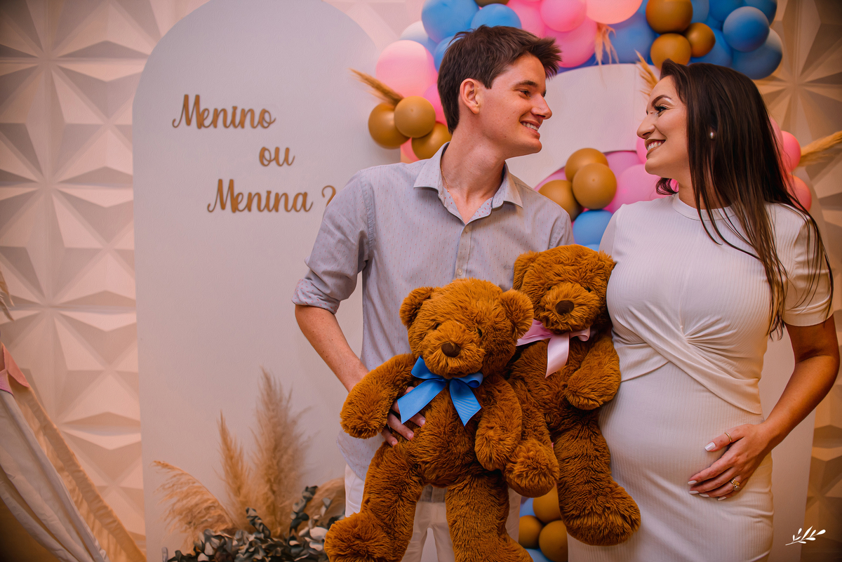 chá de revelação; revelação do bebê; chá do bebê.