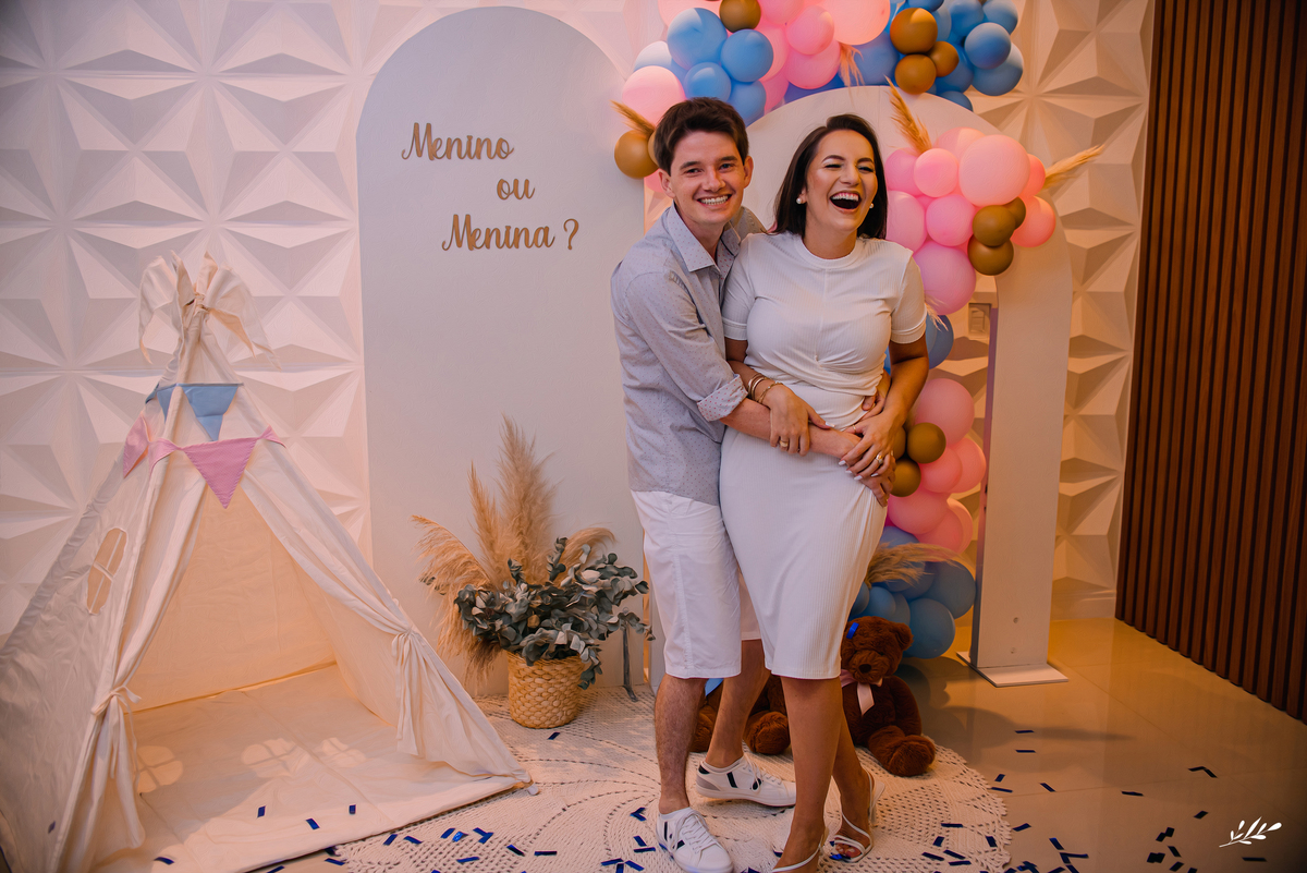 chá de revelação; revelação do bebê; chá do bebê.