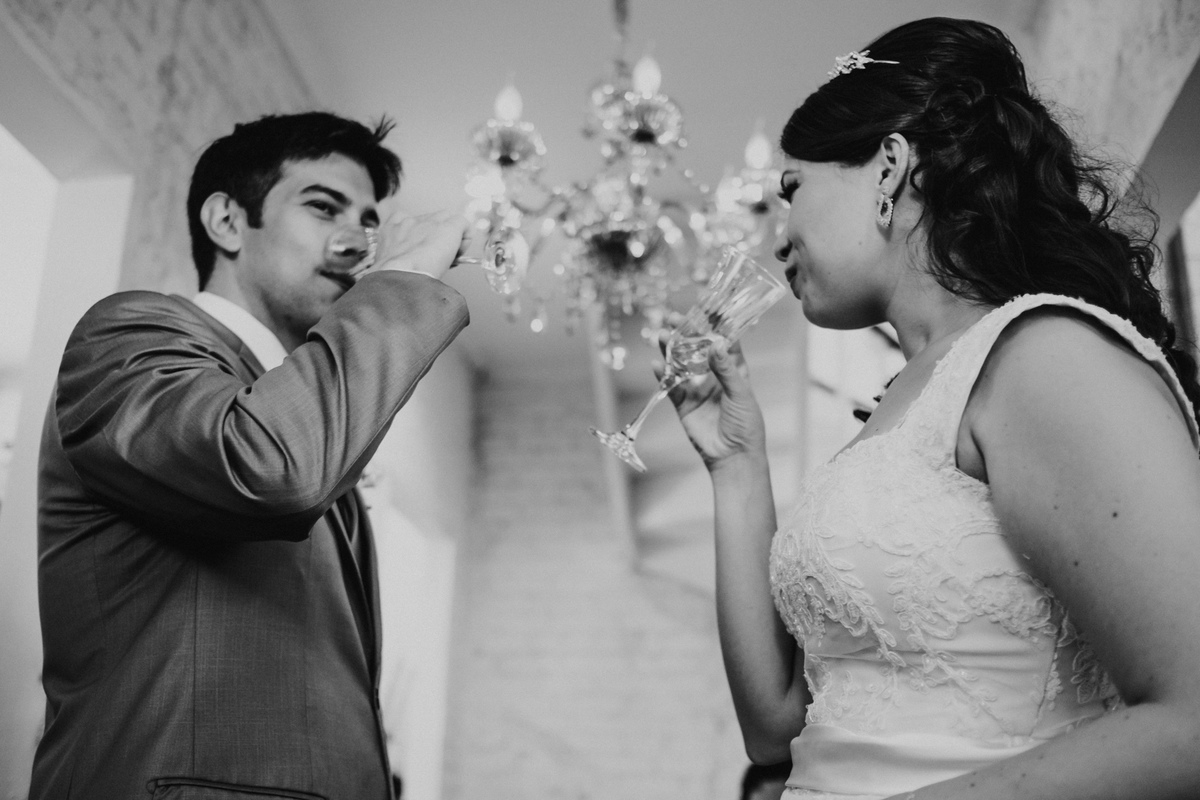 Noivos Brindando - Mini Wedding - Casinha Quintal - Fotografo Anderson Barboza 