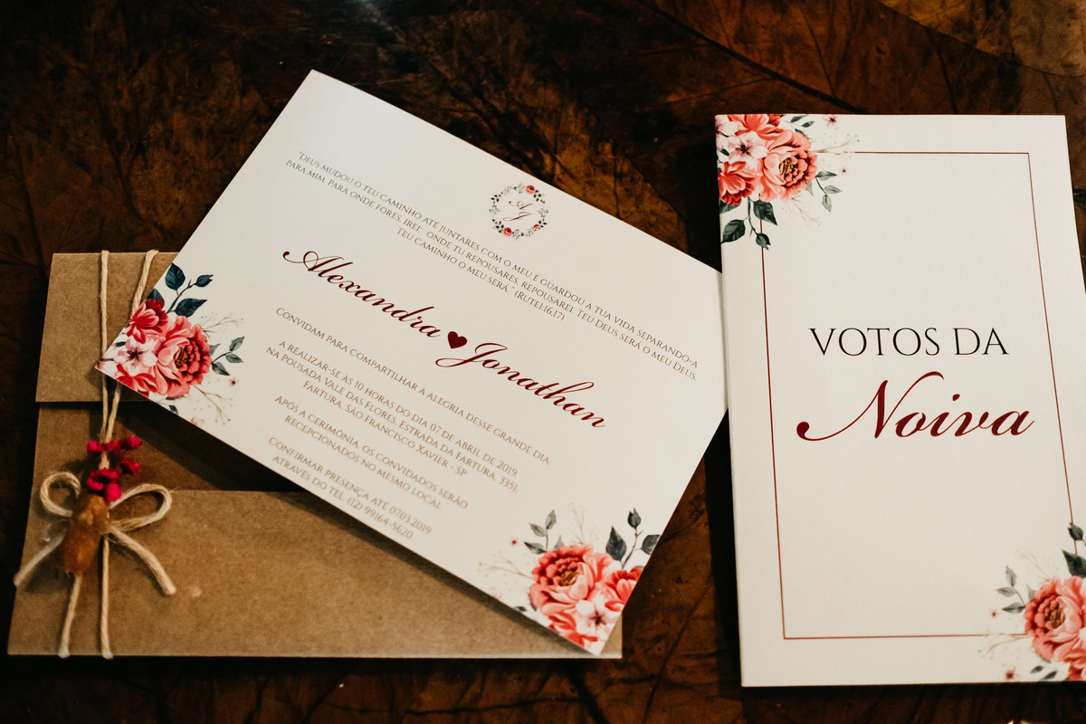 Convite e votos dos noivos - Casamento de dia pousada - Sao Francisco Xavier-SP - Alva Fotografia - Anderson Barboza Taubate-SP