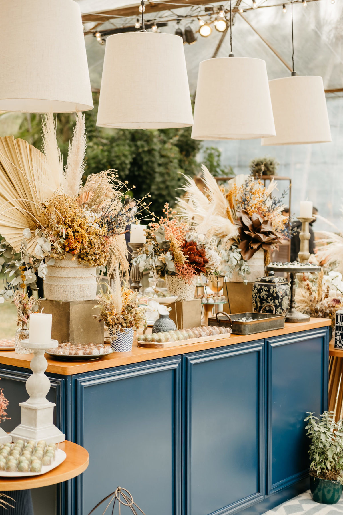 decoração boho , flores desidratadas, flores folhas secas , decoradora Nubia design , fazenda demarchi