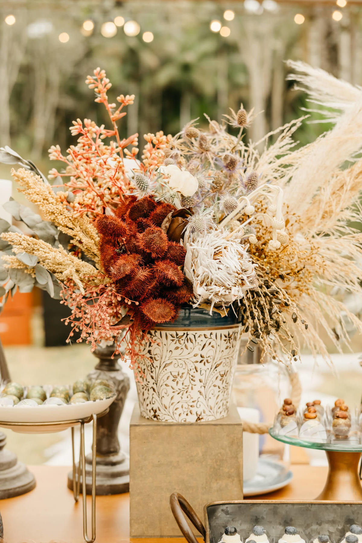 decoração boho , flores desidratadas, flores folhas secas , decoradora Nubia design 