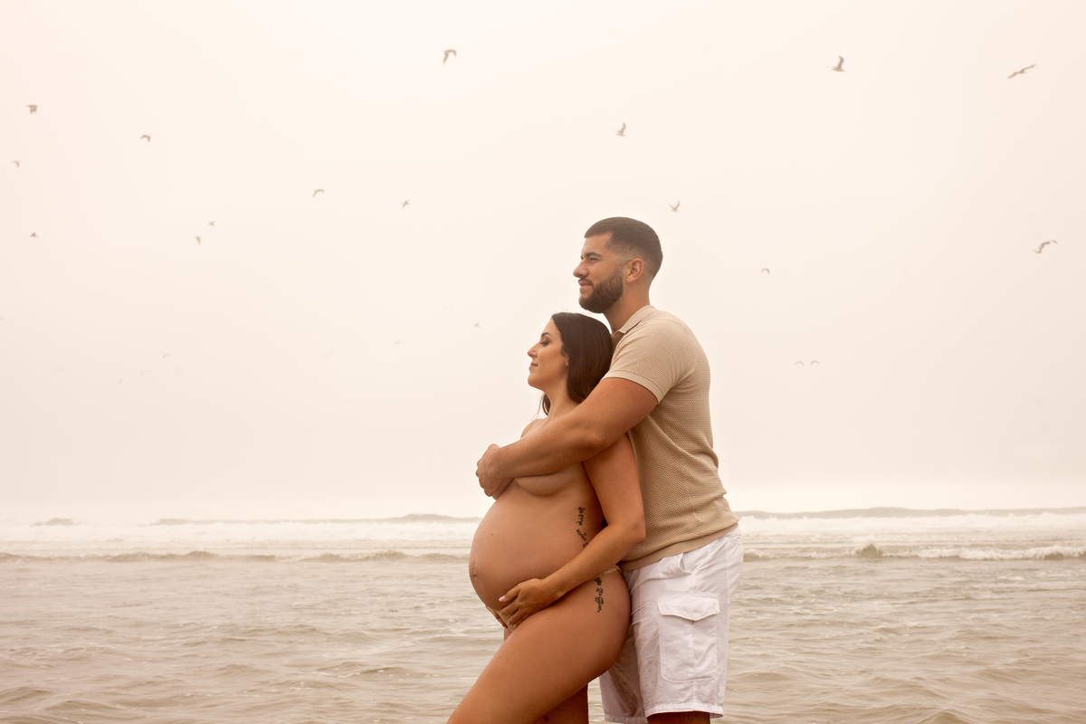 Sessão fotografia de grávida na praia- Portugal