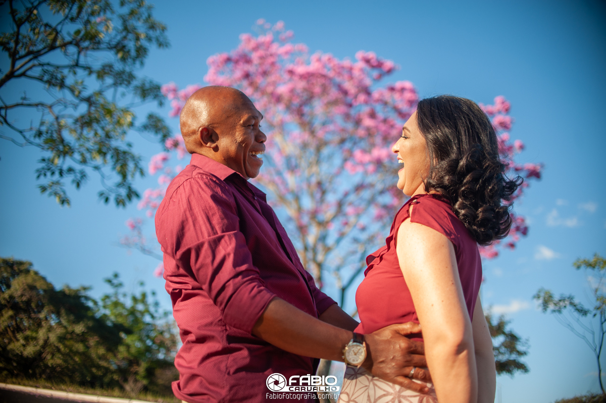 ensaio de casal Renata e Elias  - pre-wedding Renata e Elias - Alegria  - ipê rosa no eixão de brasília   - flores  - fundo verde  - casamento