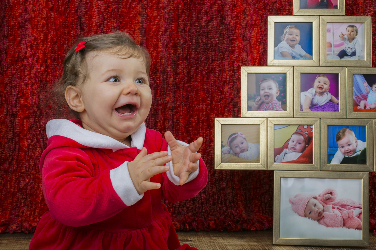Criança  na sessão de natal no estúdio na Foto David Marques