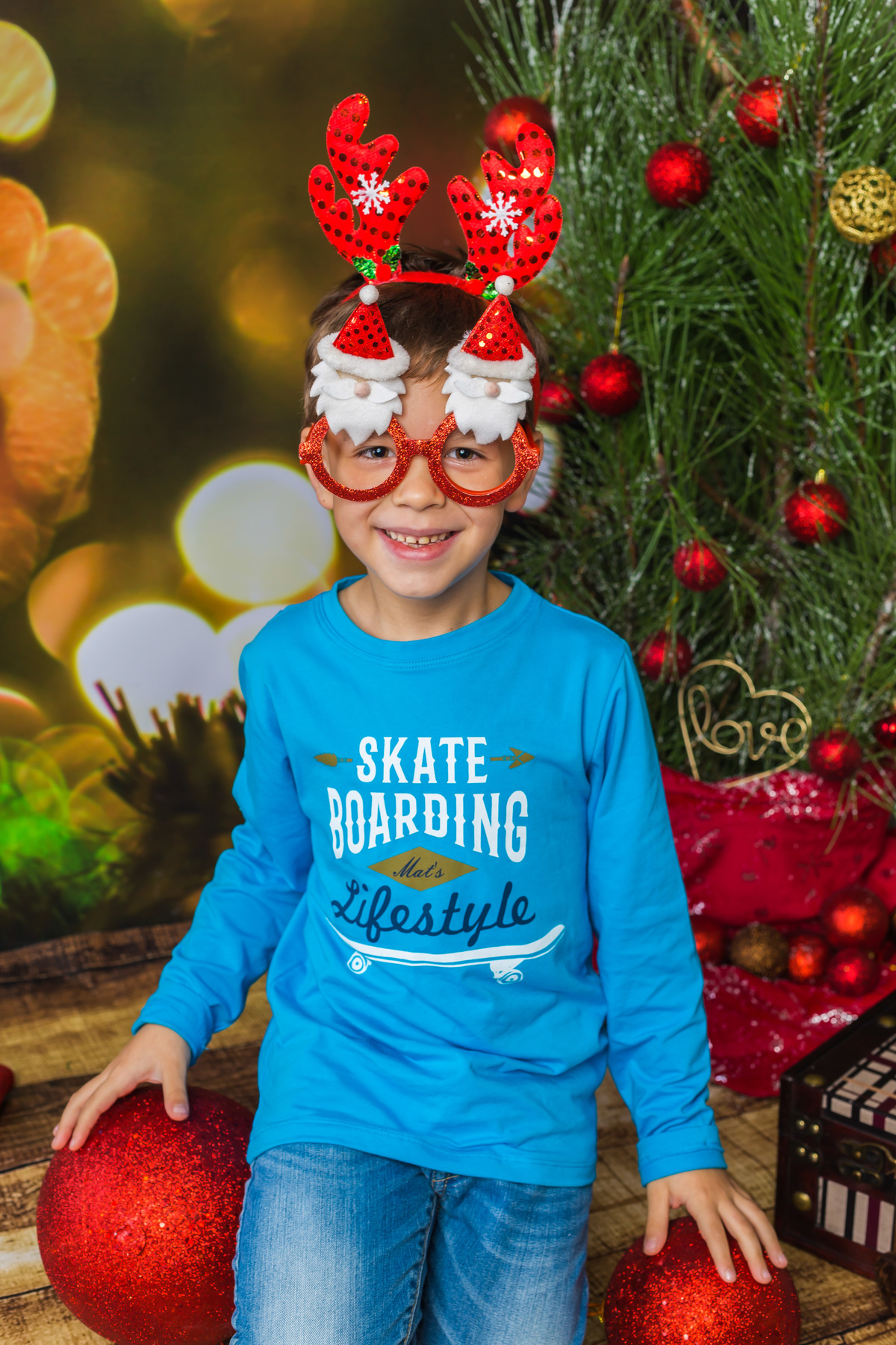 sessão de natal com óculos