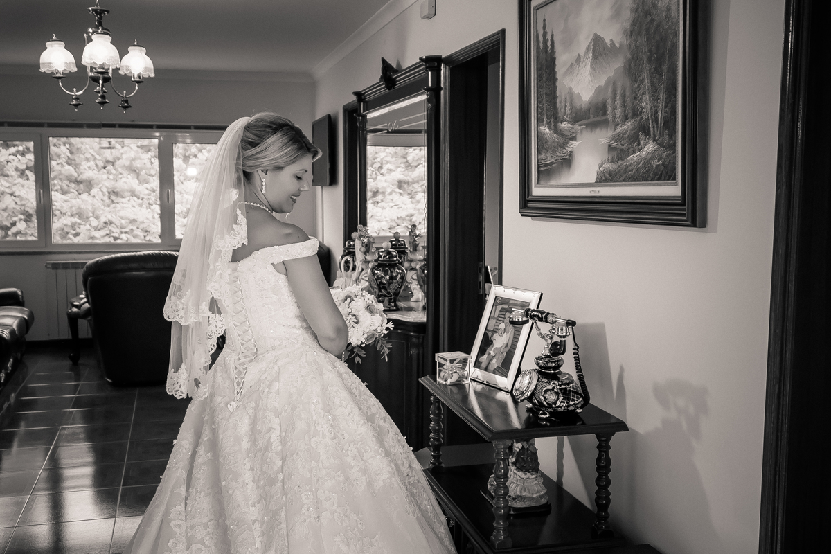 Noiva Andreia, fotografia a preto e branco