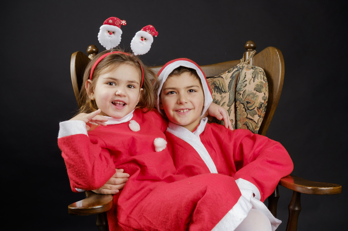 Margarida e Francisco na sessão fotográfica de natal
