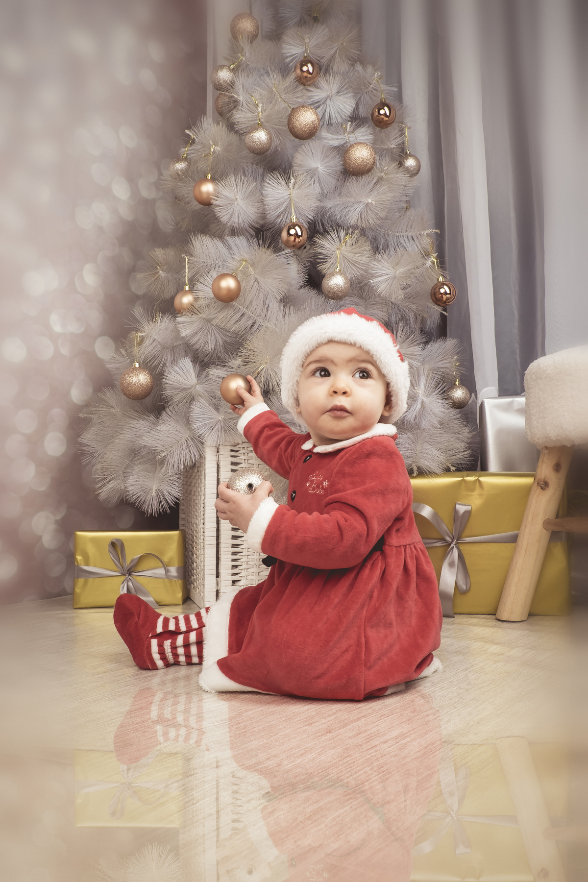 Camila na sessão fotográfica de natal