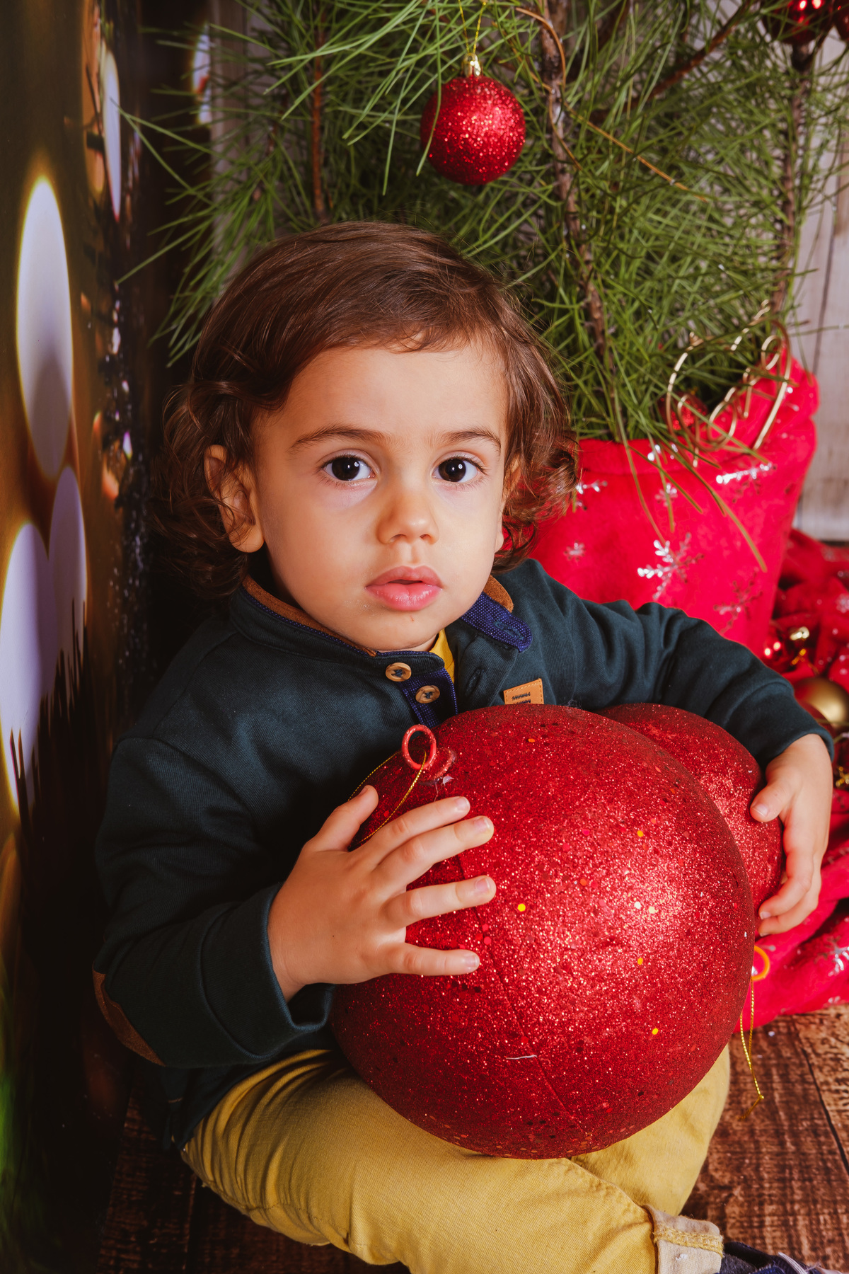 Criança na sessão de Natal