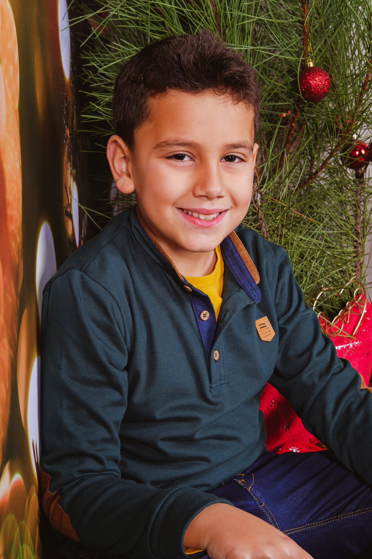 Criança na sessão fotográfica de Natal