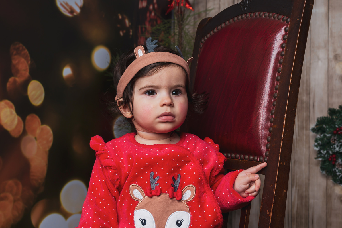 Maria Eduarda na sessão fotográfica de natal