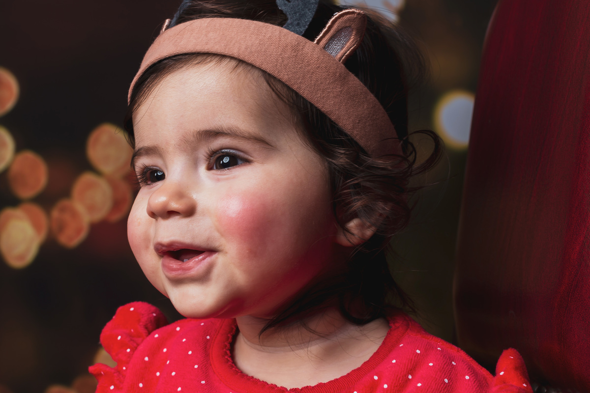 Maria Eduarda na sessão fotográfica de natal de estúdio