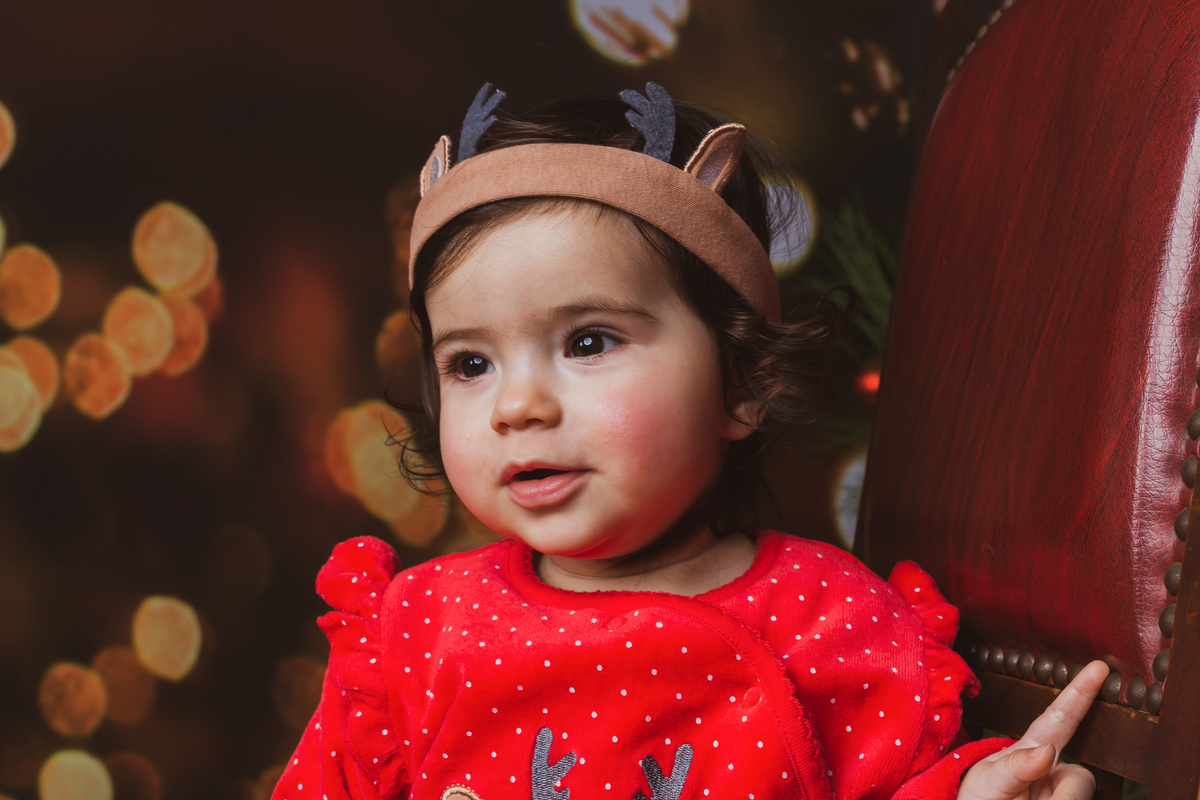Maria Eduarda na sessão fotográfica de natal em Vale de Cambra