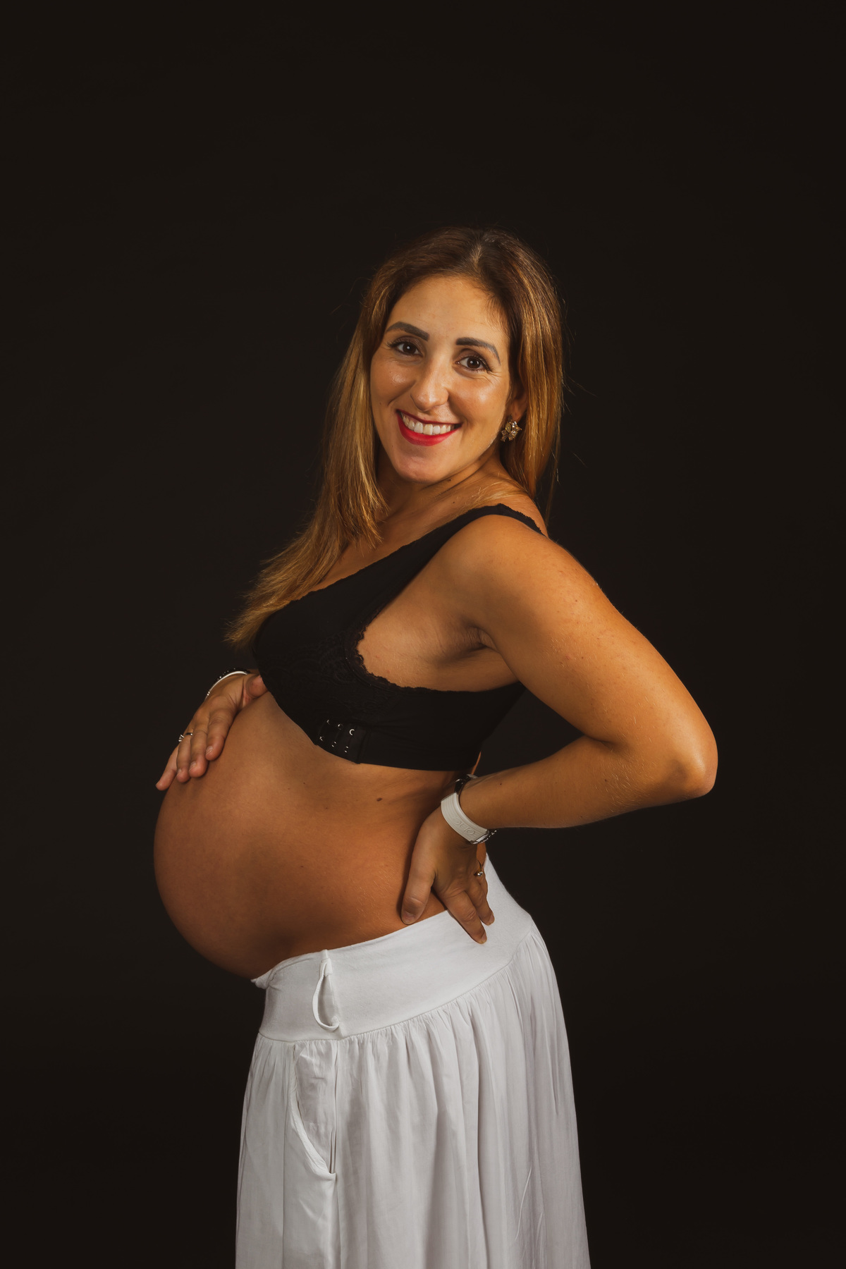 Grávida Isabel na sessão fotográfica